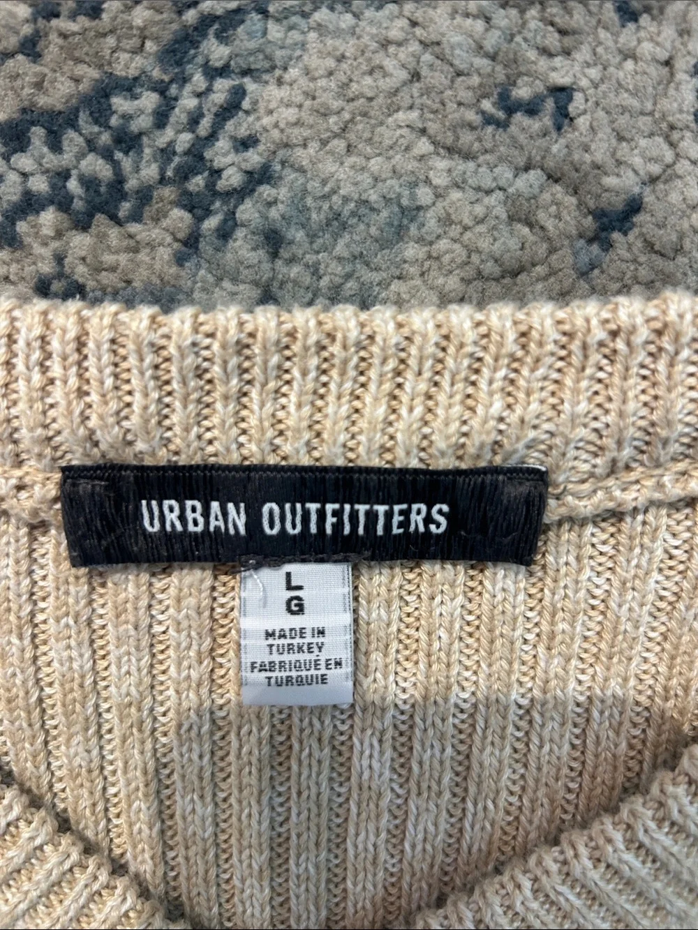 Urban Outfitters Neutral Beige Ribbed V‑Neck Sweater Vest